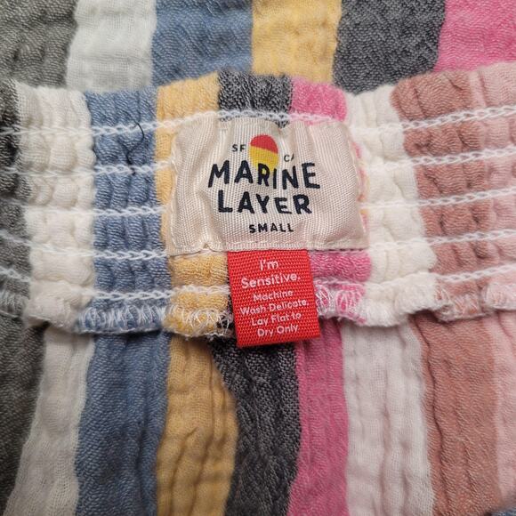 Marine Layer Dress Small Shirley Rainbow Stripe Off Shoulder Ruffle Mini Summer - Picture 5 of 9